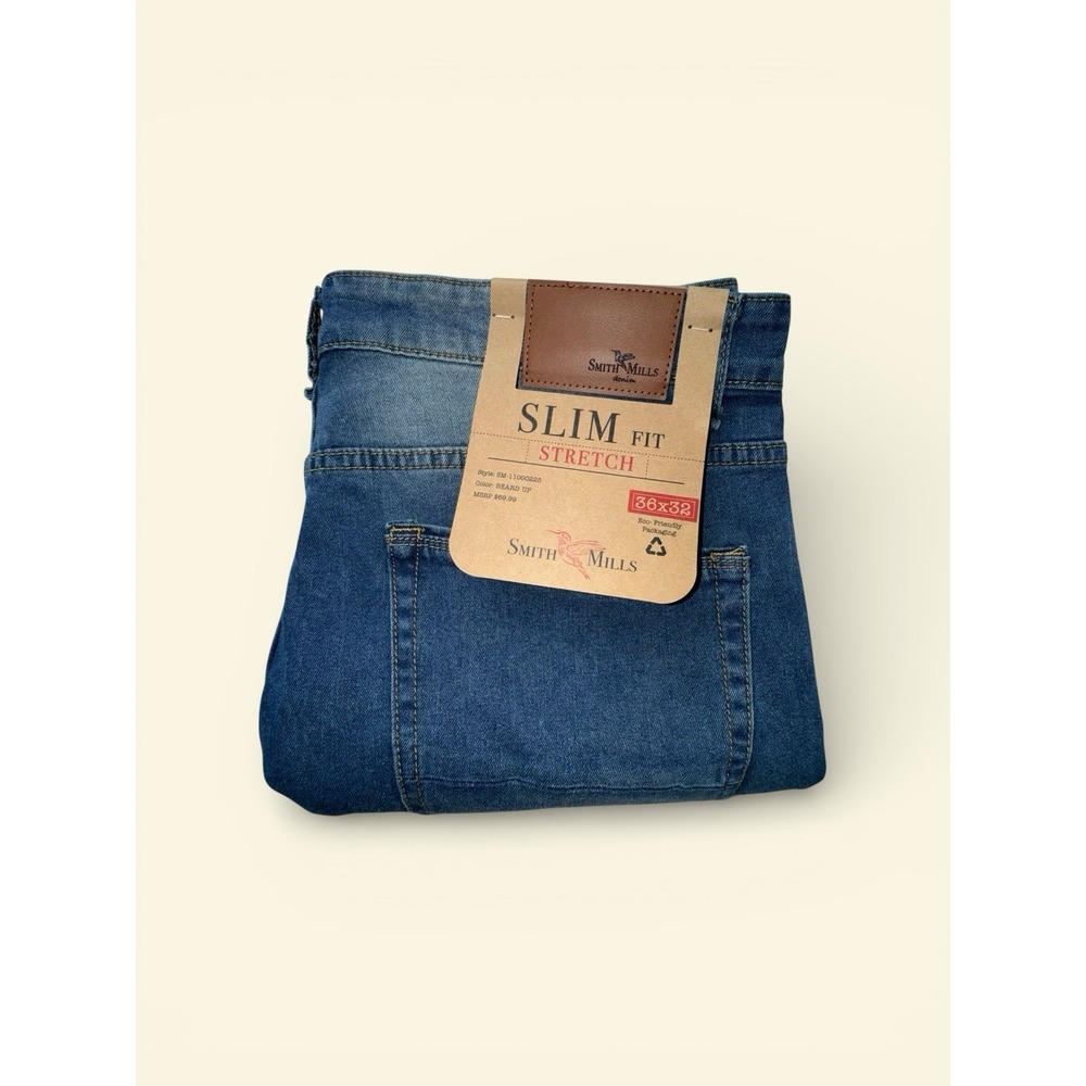 Smith Mills Slim Fit Stretch Jeans Med Wash Mens 36x32 NWT Msrp $69.99